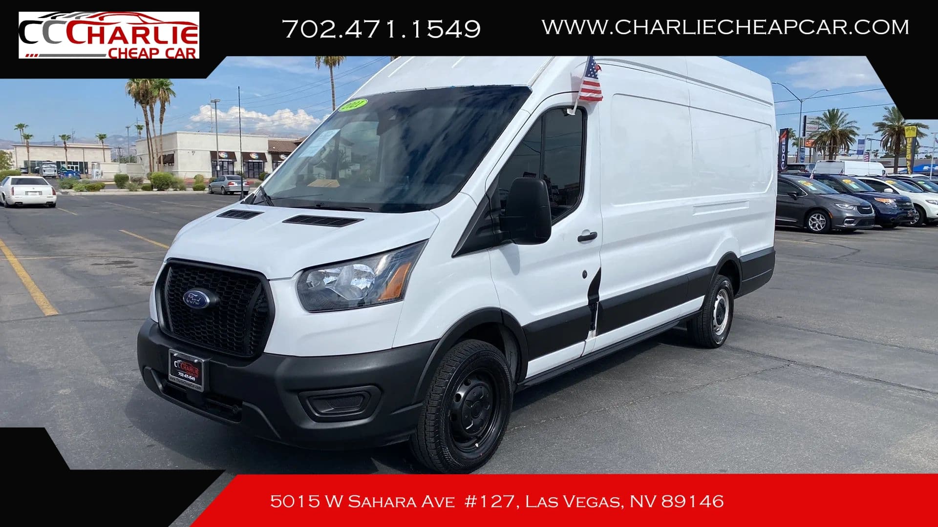 2021 Ford Transit 350 Cargo Van Extended Length High Roof, White — Charlie Cheap Car, Las Vegas